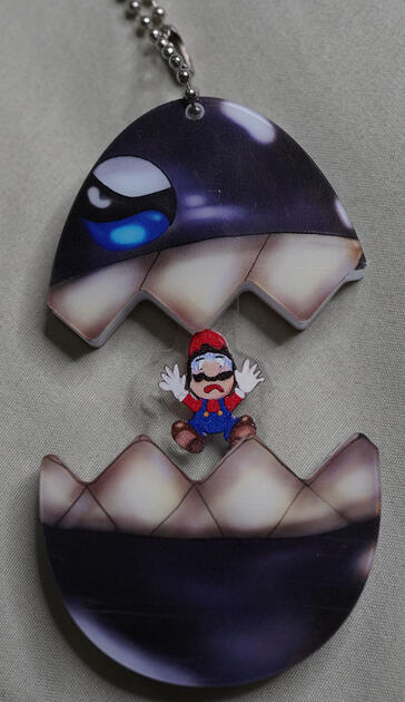 Magnetic mario chomped keychain